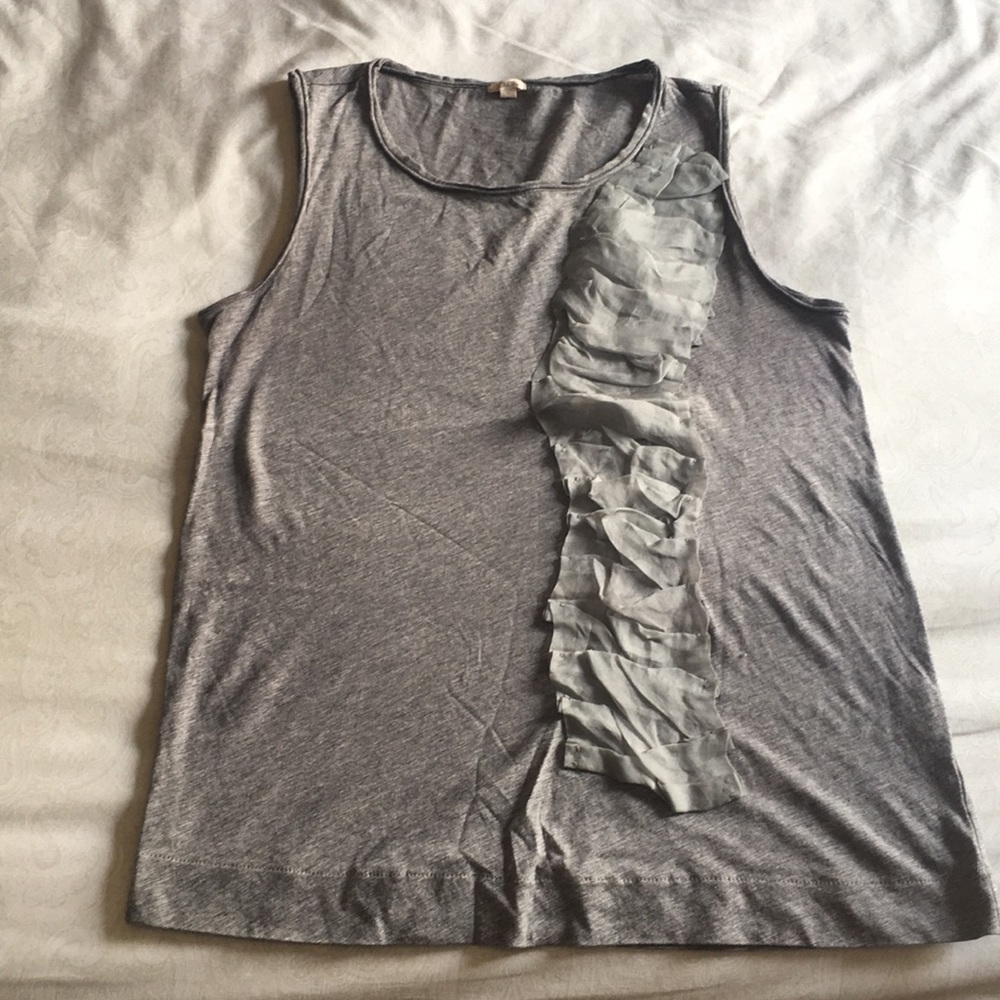 J. Crew Gray Tank with Ribbon Decoration